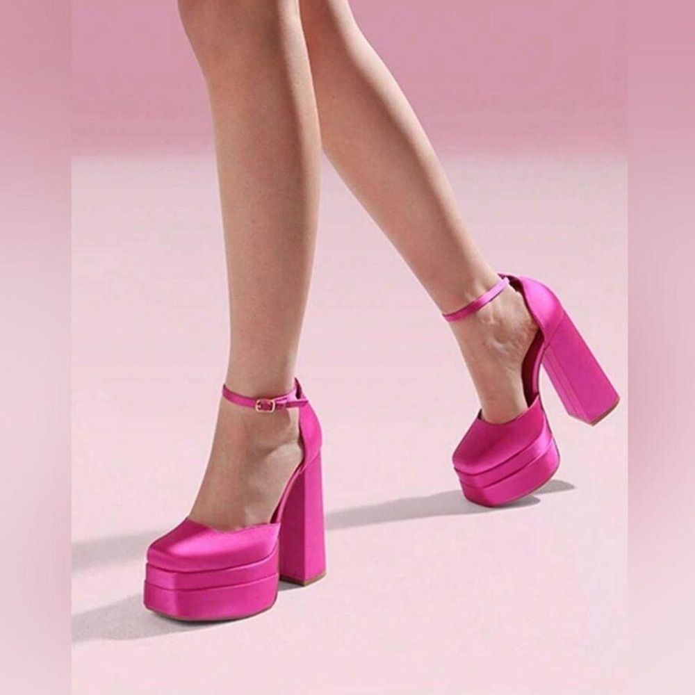 Zara satin pink platform heels Vibrant Pink women size 36